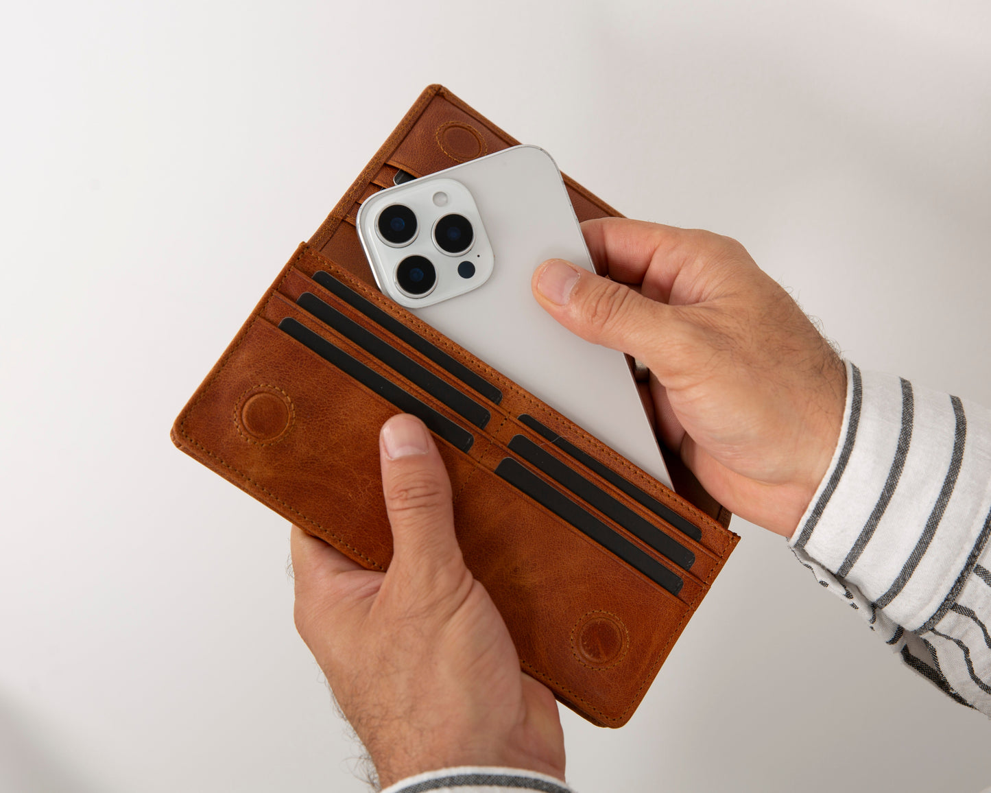 Aura - Hakiki Deri Telefon Bölmeli Kadın ve Erkek Cüzdan