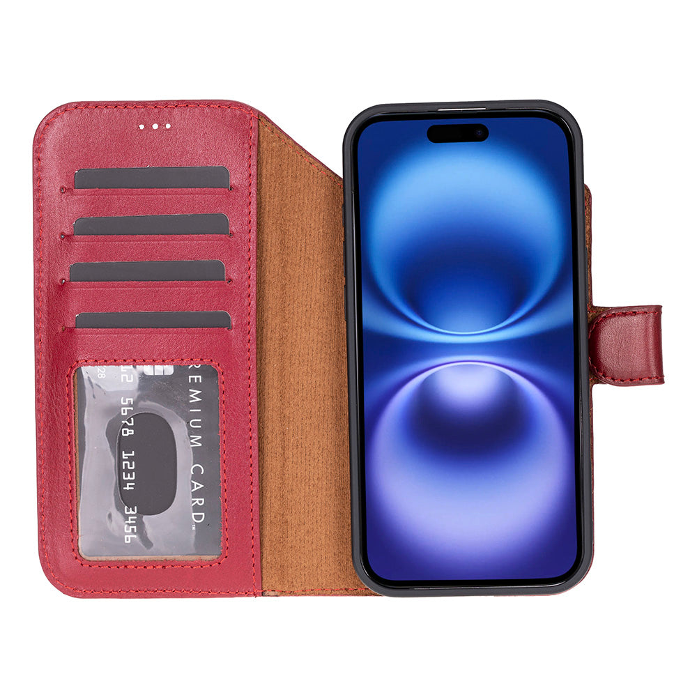 Apple iPhone 17 Air Max Uyumlu Hakiki Deri Cüzdanlı Kılıf