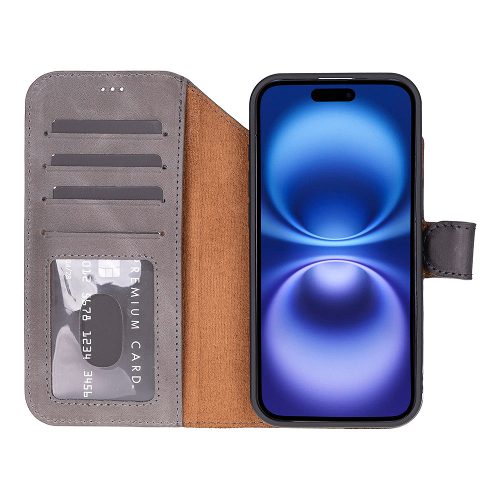 Apple iPhone 17 Air Max Uyumlu Hakiki Deri Cüzdanlı Kılıf
