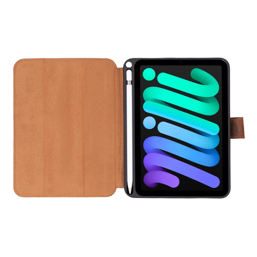 Hakiki Deri iPad Mini (2024) ile Uyumlu Stand Özellikli Kılıf