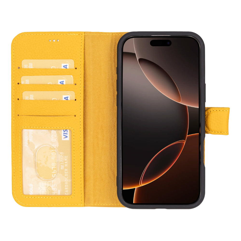 Apple iPhone 16 Pro Uyumlu Hakiki Deri Cüzdanlı Kılıf