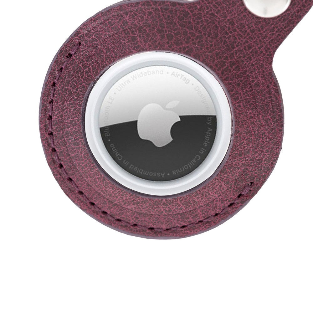 Apple AirTag Uyumlu Deri Anahtarlık, Mor