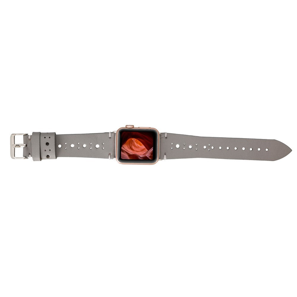 Apple Watch Uyumlu Deri Kordon BA8 RST9 Gri