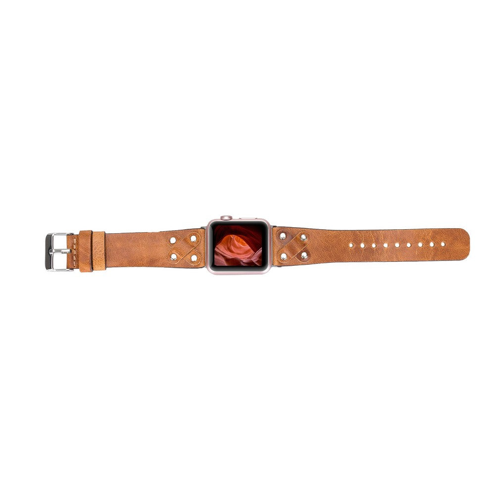 Apple Watch Uyumlu Deri Kordon Cross ST V18
