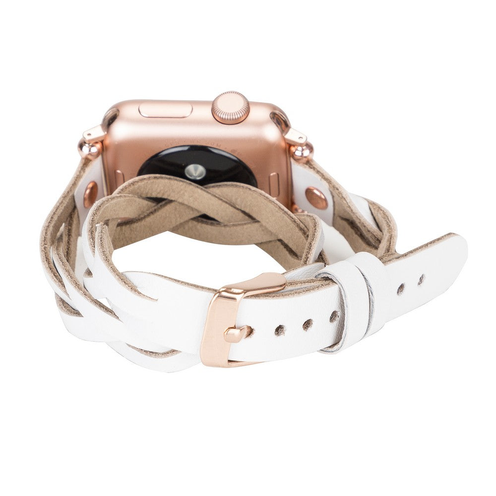 Apple Watch Uyumlu Deri Kordon DT RT F3 Beyaz