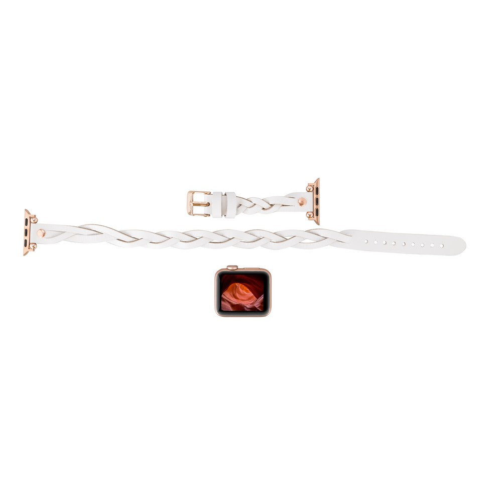 Apple Watch Uyumlu Deri Kordon DT RT F3 Beyaz