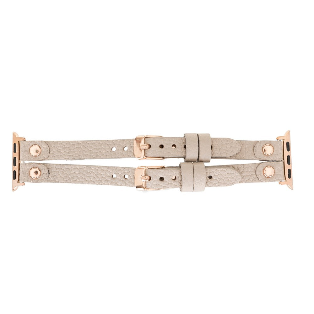 Apple Watch Uyumlu Deri Kordon Ely Double Tour ERC3 Bej