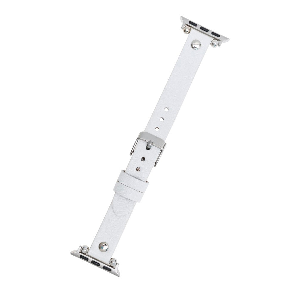 Apple Watch Uyumlu Deri Kordon ST F3 Beyaz