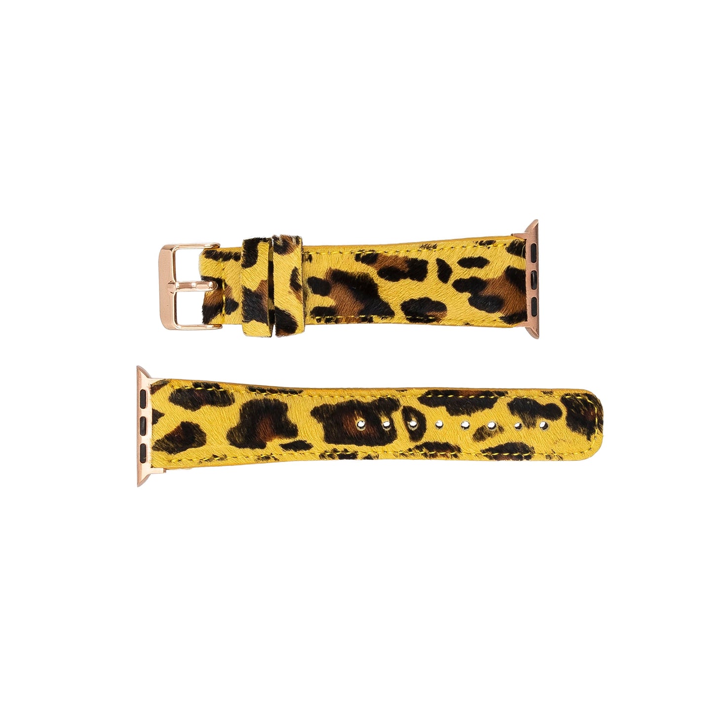 Apple Watch Uyumlu Deri Kordon, Leopar Desen
