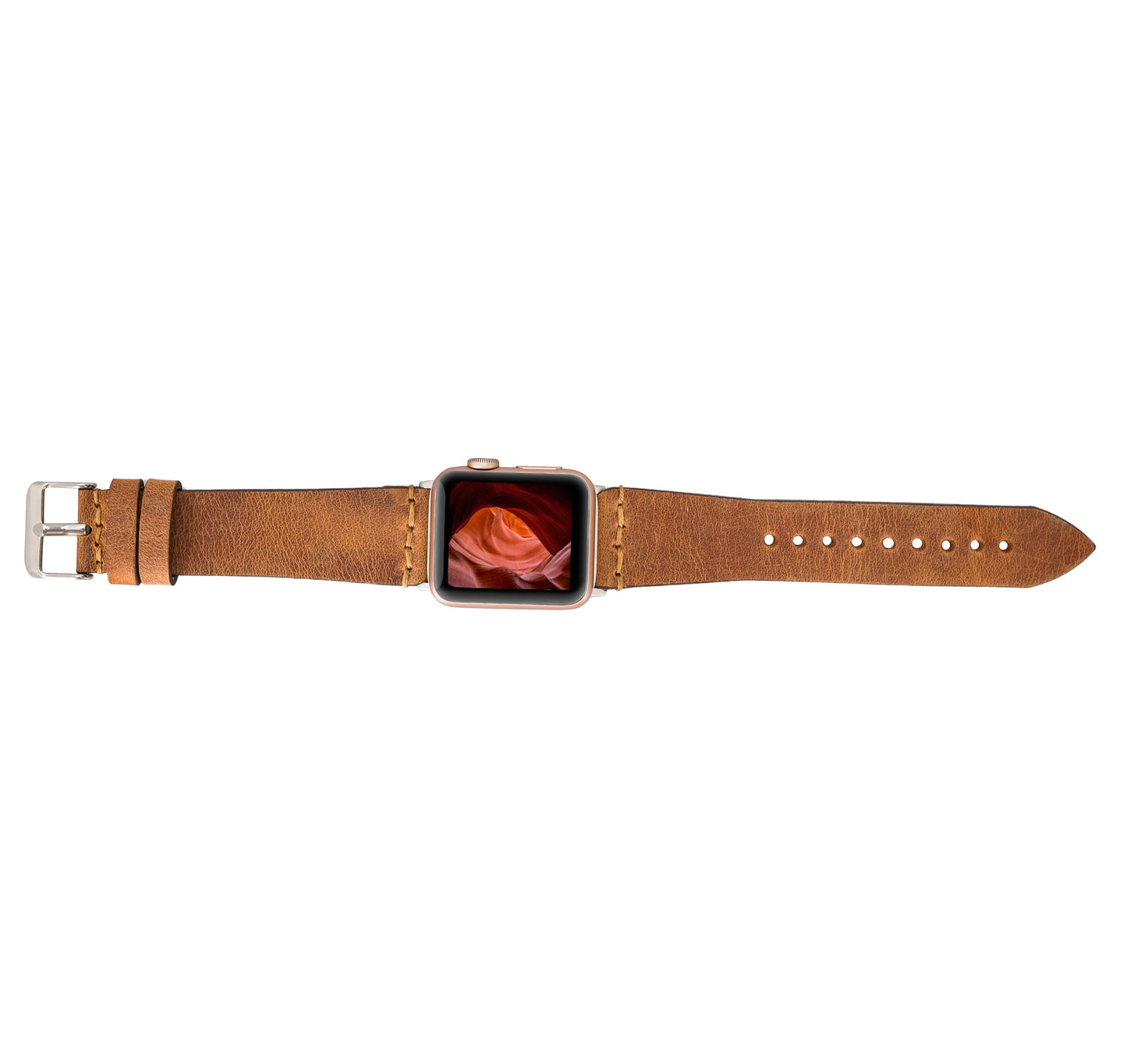 Apple Watch Uyumlu Deri Kordon G19-BA7 Taba