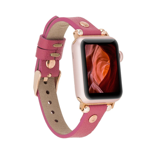 Apple Watch Uyumlu Deri Kordon RT CP4 Fuşya