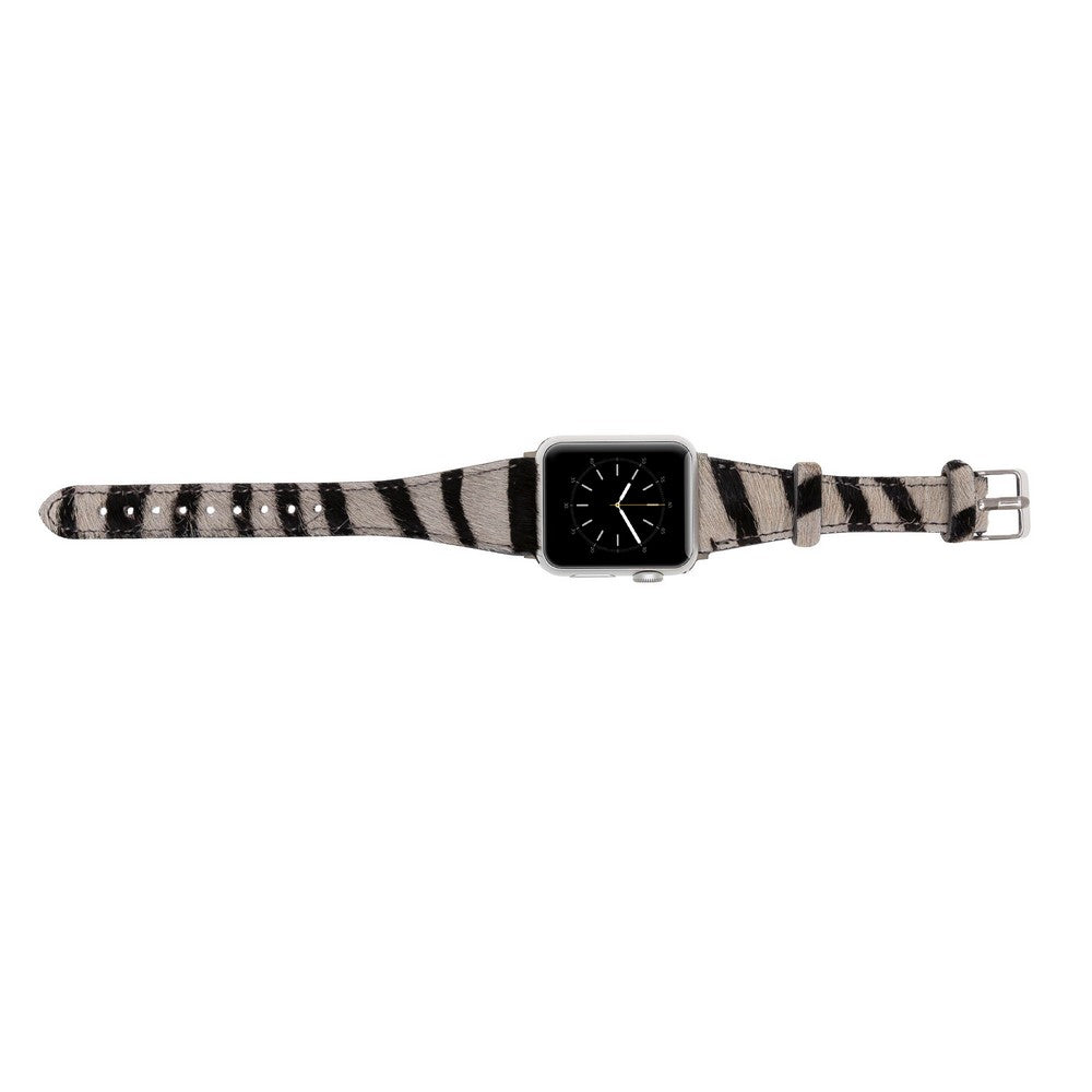 Apple Watch Uyumlu Deri Kordon Slim Zebra