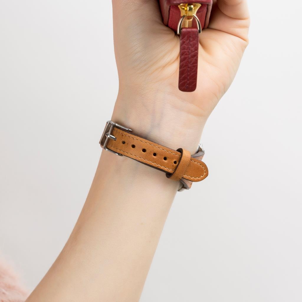 Apple Watch Uyumlu Deri Kordon Slim G19 Taba
