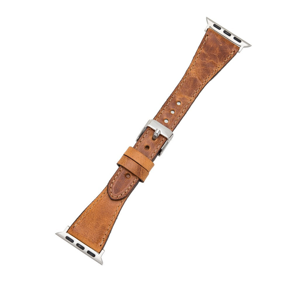Apple Watch Uyumlu Deri Kordon Slim G19 Taba