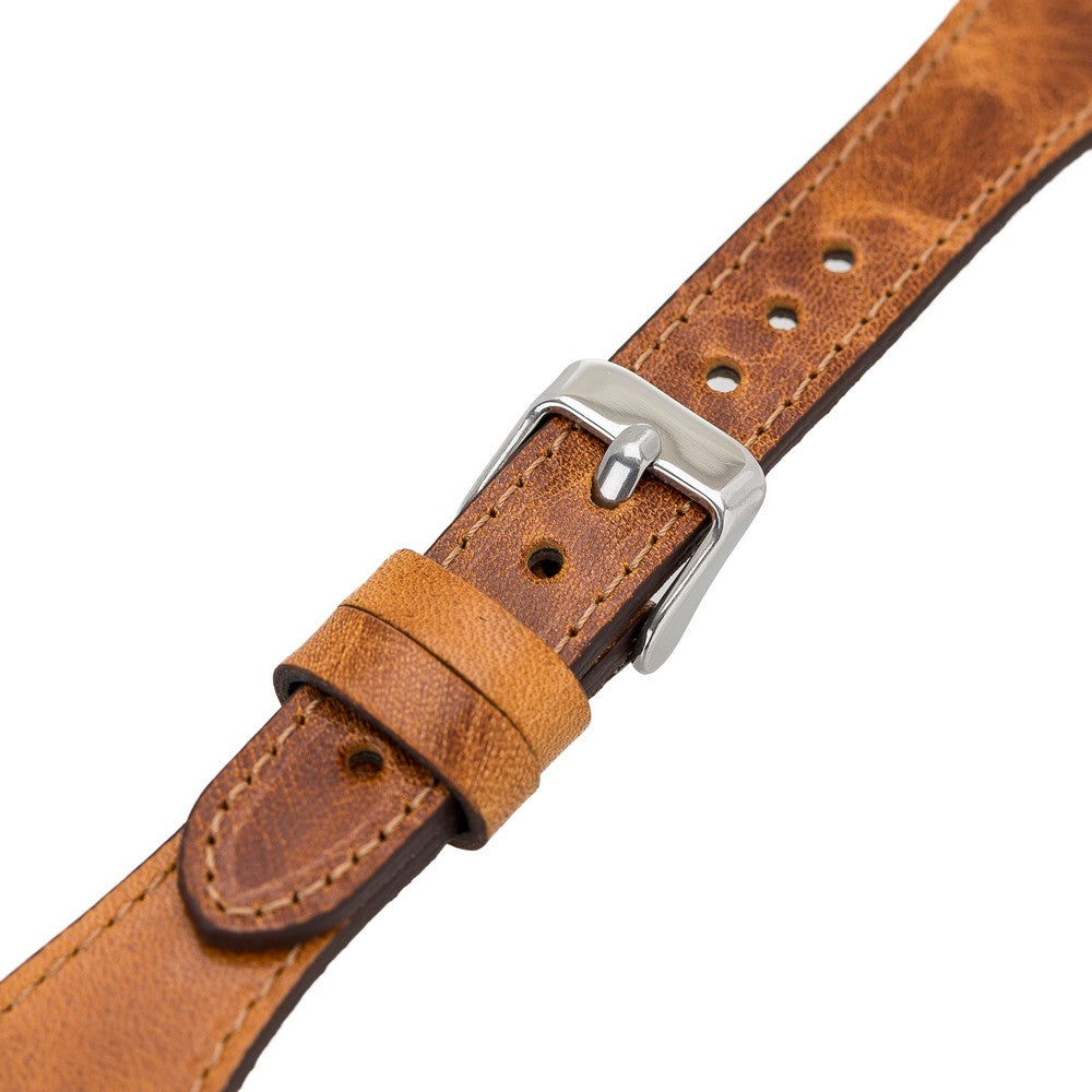 Apple Watch Uyumlu Deri Kordon Slim G19 Taba