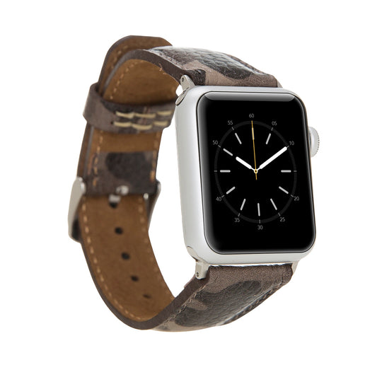 Apple Watch Uyumlu Deri Kordon Kamuflaj Bej