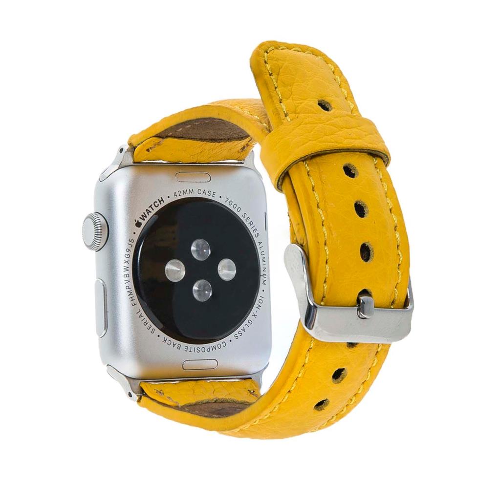 Apple Watch Uyumlu Deri Kordon FL12 Sarı