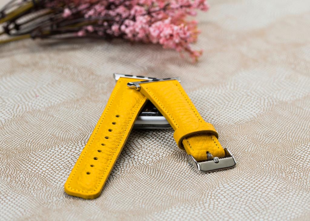 Apple Watch Uyumlu Deri Kordon FL12 Sarı