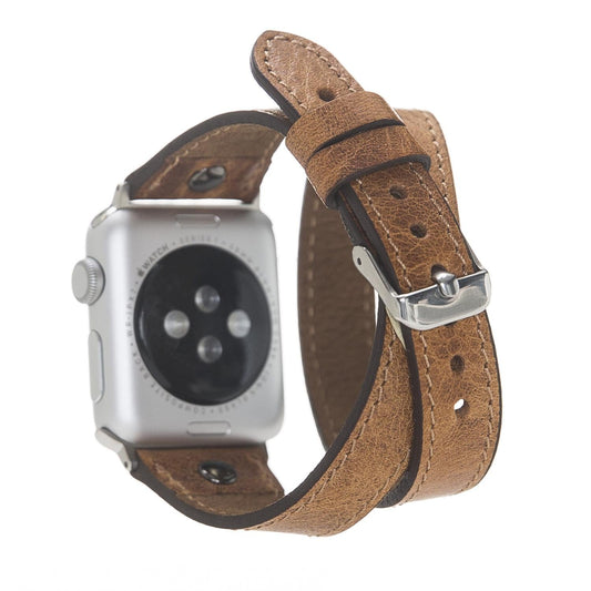 Apple Watch Uyumlu Deri Kordon Slim DT GT Tan