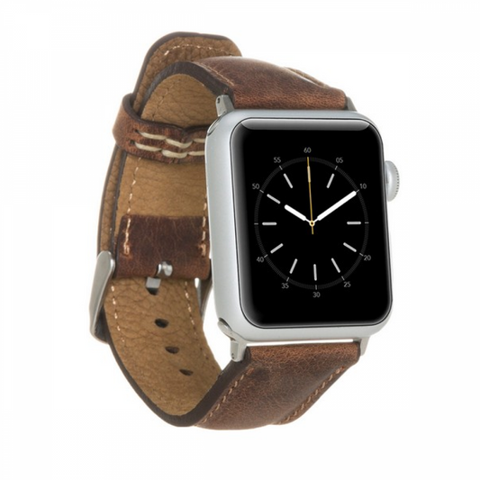 Apple Watch Uyumlu Deri Kordon G2 Kahverengi