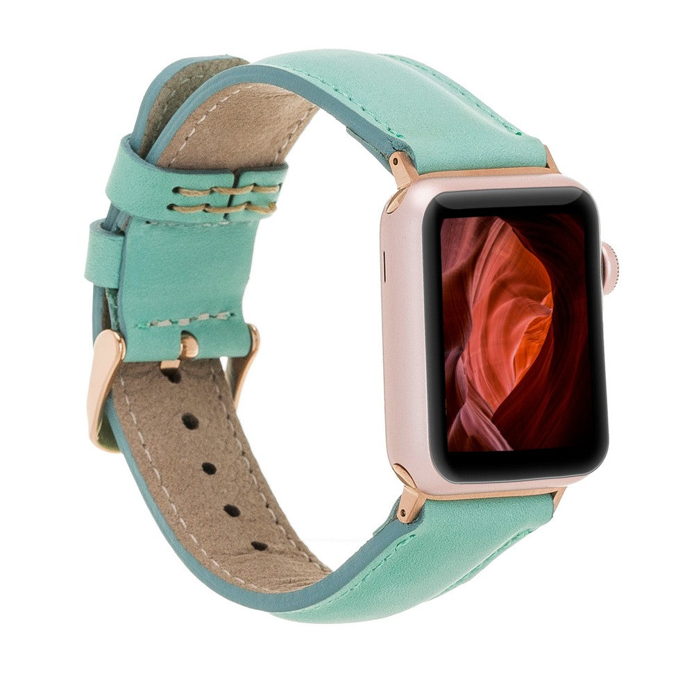 Apple Watch Uyumlu Deri Kordon BRN7 Yeşil