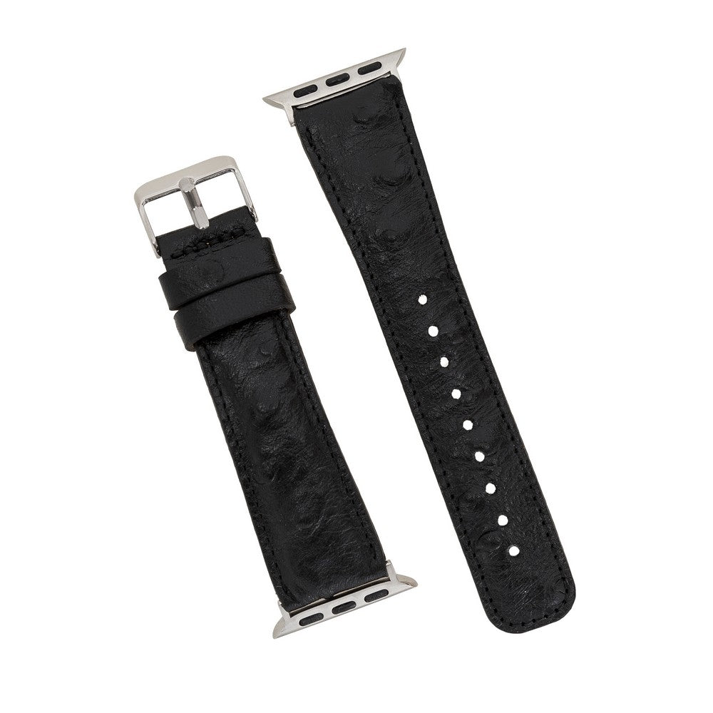 Apple Watch Uyumlu Deri Kordon DE5 Siyah