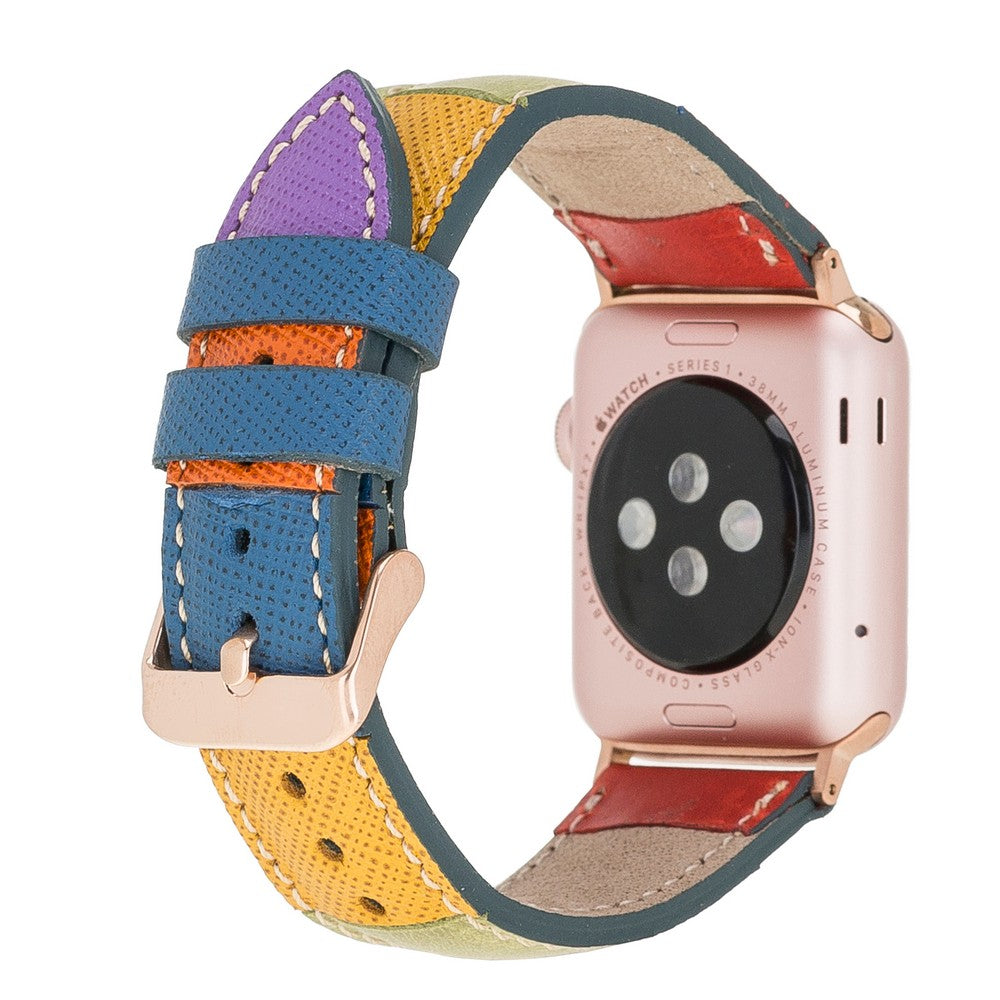 Apple Watch Uyumlu Deri Kordon Gökkuşağı