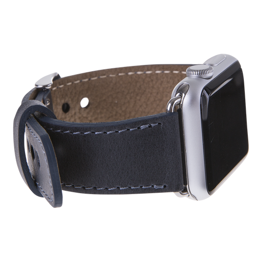 Apple Watch Uyumlu Deri Kordon CZ01 Lacivert