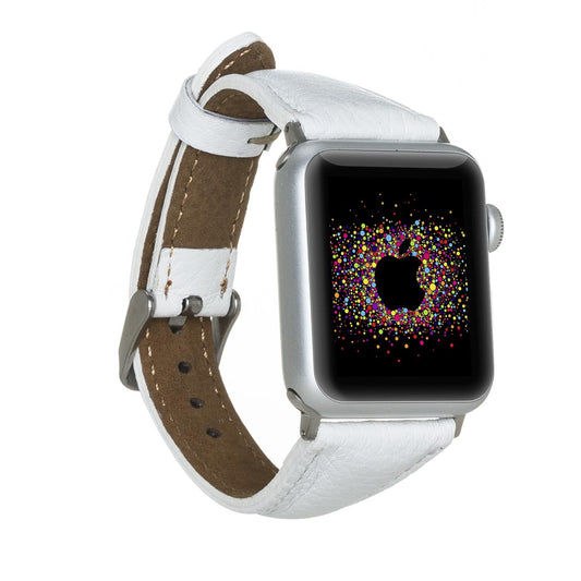 Apple Watch Uyumlu Deri Kordon Slim F3 Beyaz