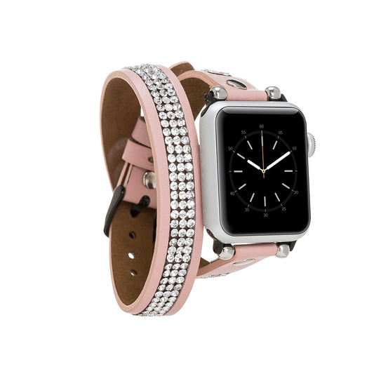 Apple Watch Uyumlu Deri Kordon DT Taşlı NU2
