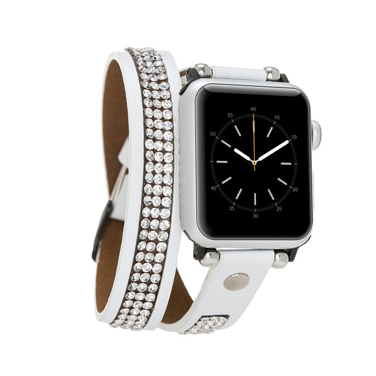 Apple Watch Uyumlu Deri Kordon DT Taşlı F3