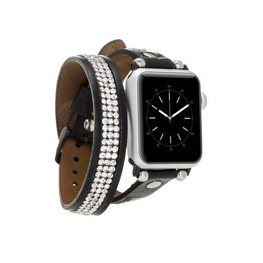 Apple Watch Uyumlu Deri Kordon DT Taşlı RST1