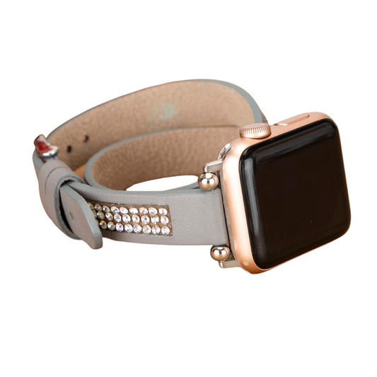 Apple Watch Uyumlu Deri Kordon DT Taşlı RST9