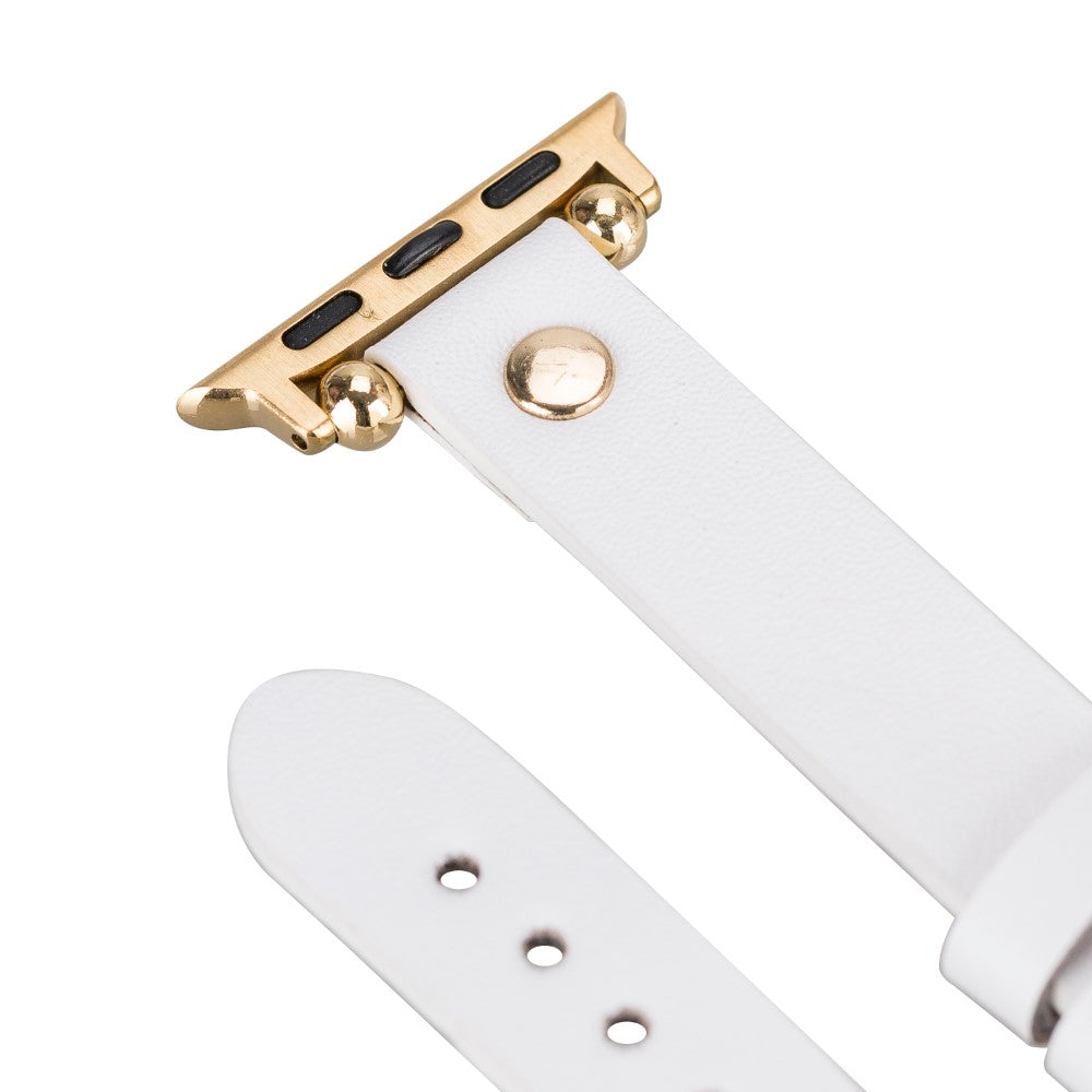 Apple Watch Uyumlu Deri Kordon FRG F3 Beyaz