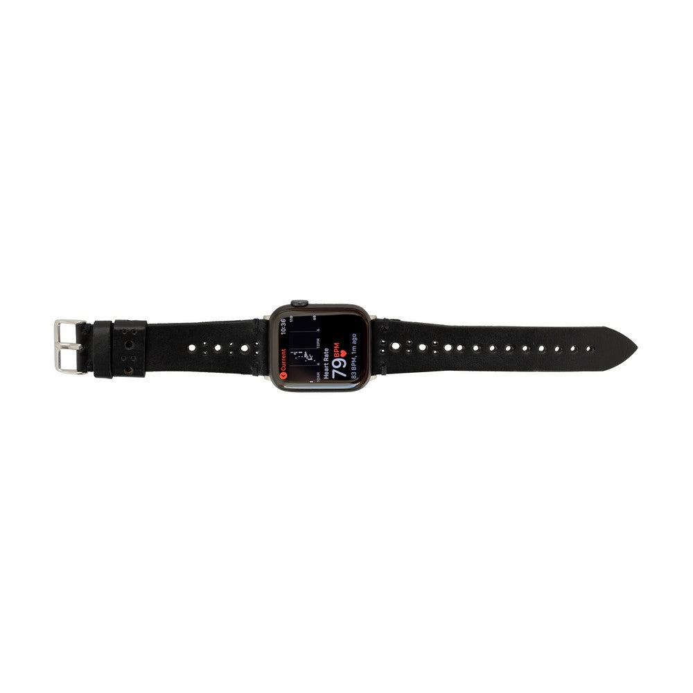 Apple Watch Uyumlu Deri Kordon, Spor, Siyah