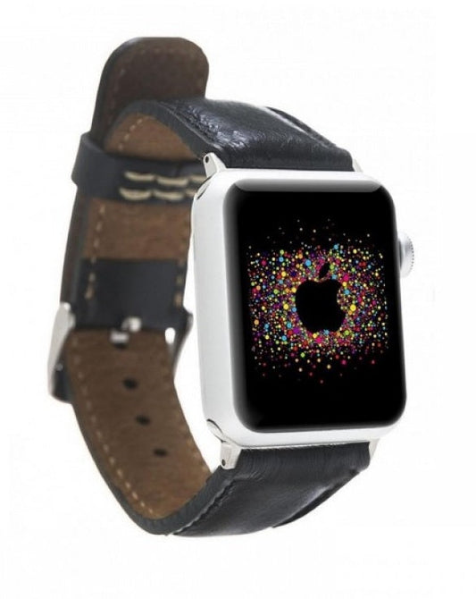Apple Watch Uyumlu Deri Kordon RST1 Siyah