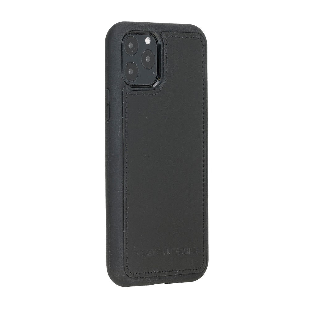 Apple iPhone 11 Pro Uyumlu Deri Arka Kapak RST1 Siyah