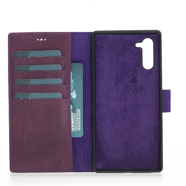 Samsung Galaxy Note 10 Compatible Leather Wallet Case G7 Purple