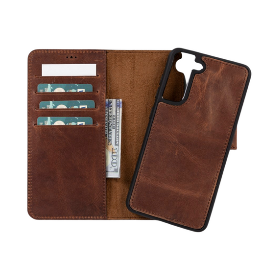 Samsung Galaxy S21 FE Compatible Leather Wallet Case G2 Brown