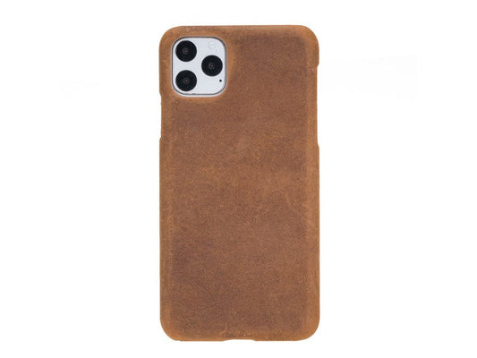 Apple iPhone 11 Pro Max Uyumlu Deri Arka Kapak UJ G2 Kahve