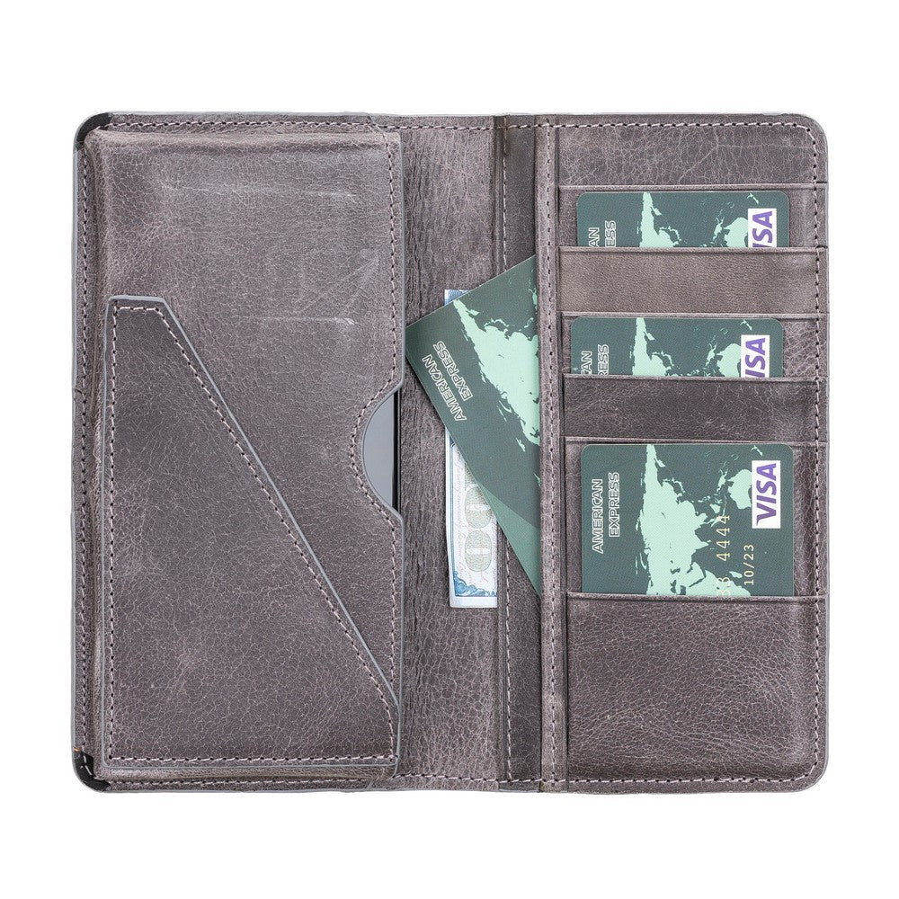 Calvina 6.5 inch Uyumlu Deri Kartlıklı Kılıf TN18 Gri