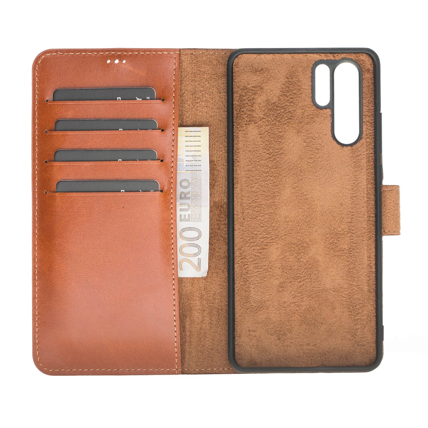 Huawei P30 Pro Compatible Leather Wallet Case RST2EF Brown
