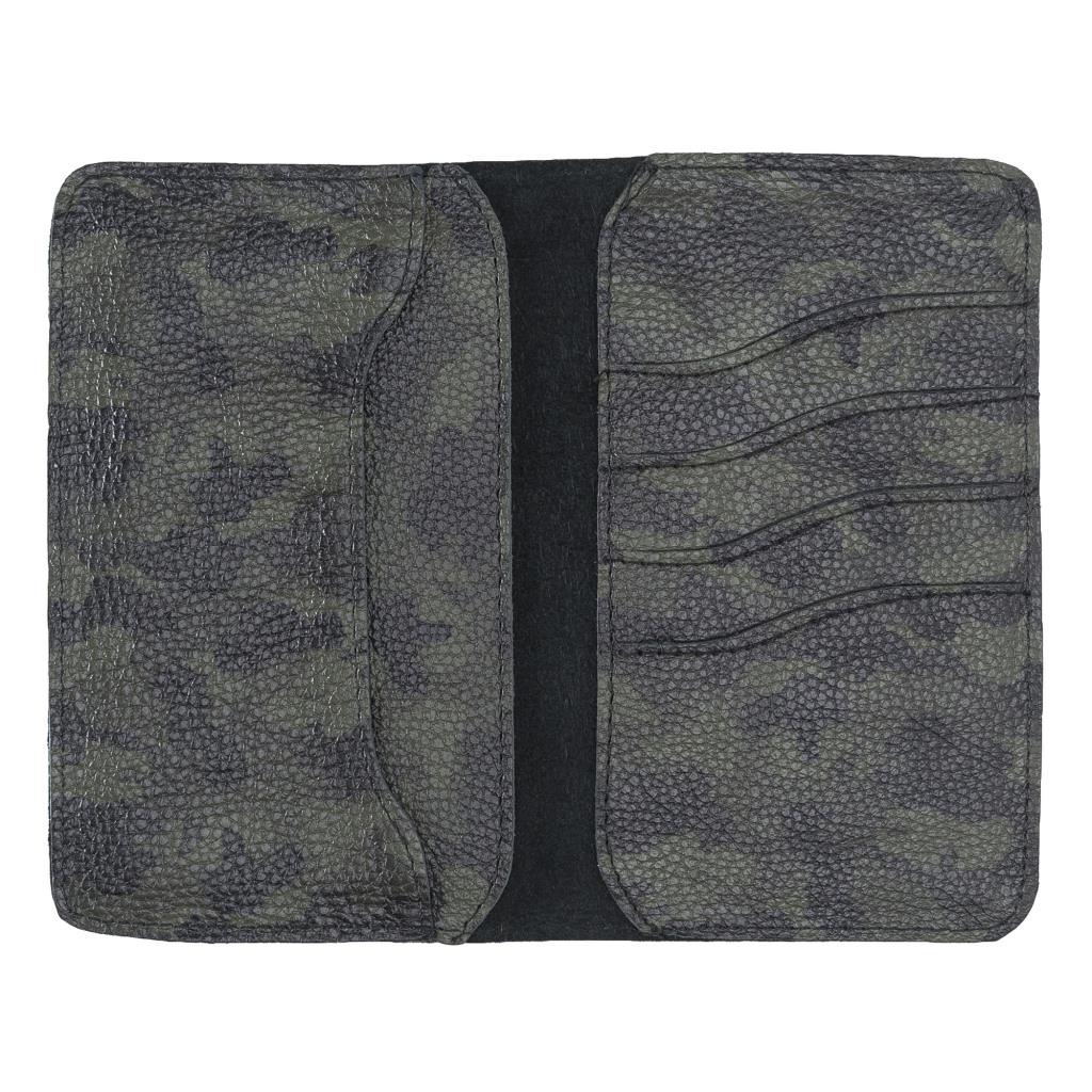 Leony Card Holder and Phone Case, 6 Card Sections, Camouflage Green