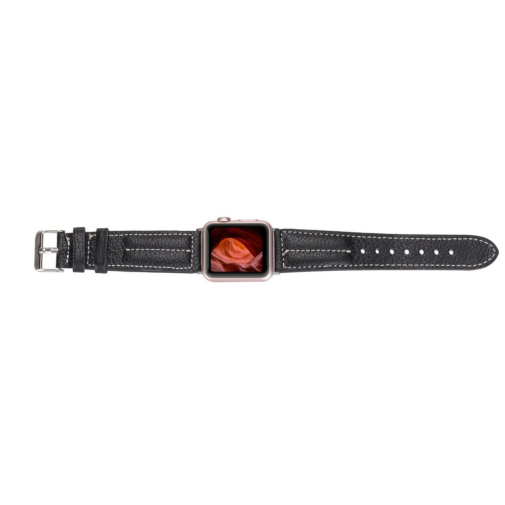 Apple Watch Uyumlu Deri Kordon, Spor Model, Siyah