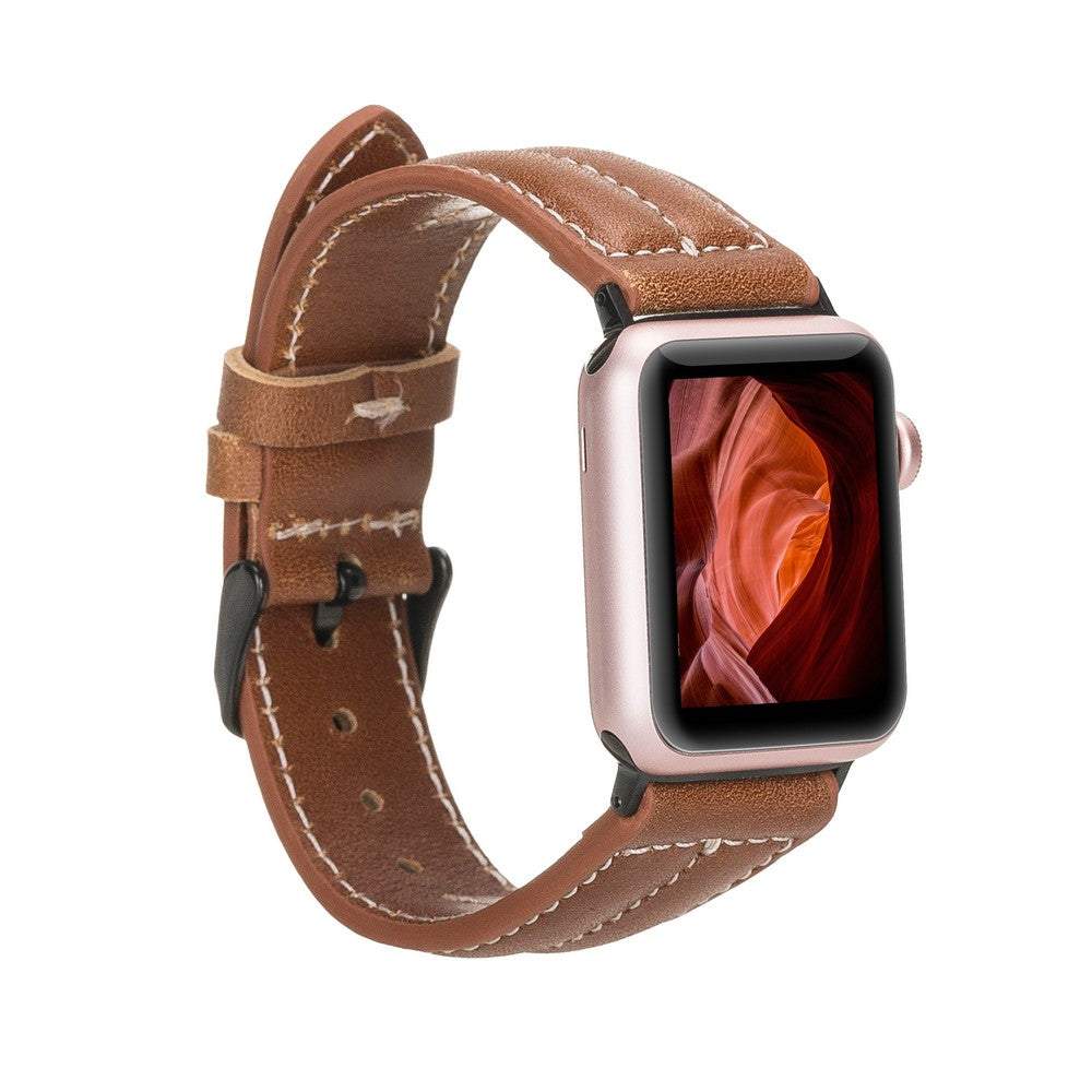 Apple Watch Uyumlu Deri Kordon, Spor Model, Sütlü Kahve