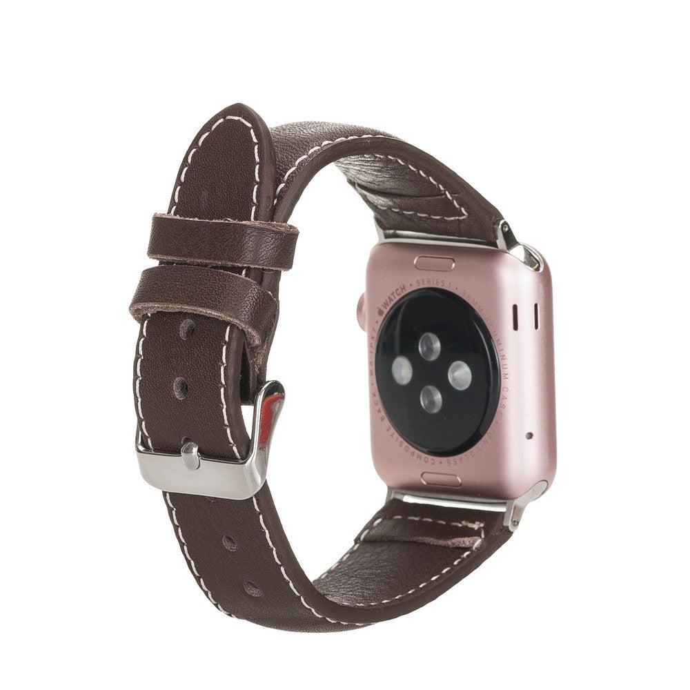 Apple Watch Uyumlu Deri Kordon, Spor Model, Acı Kahve