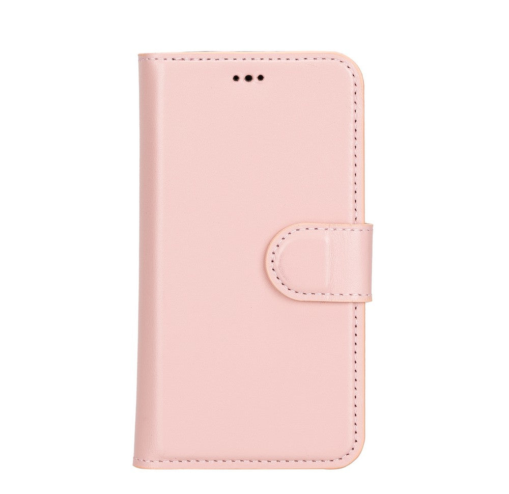 Apple iPhone 12 mini Uyumlu Deri Cüzdanlı Kılıf NU2 Pembe