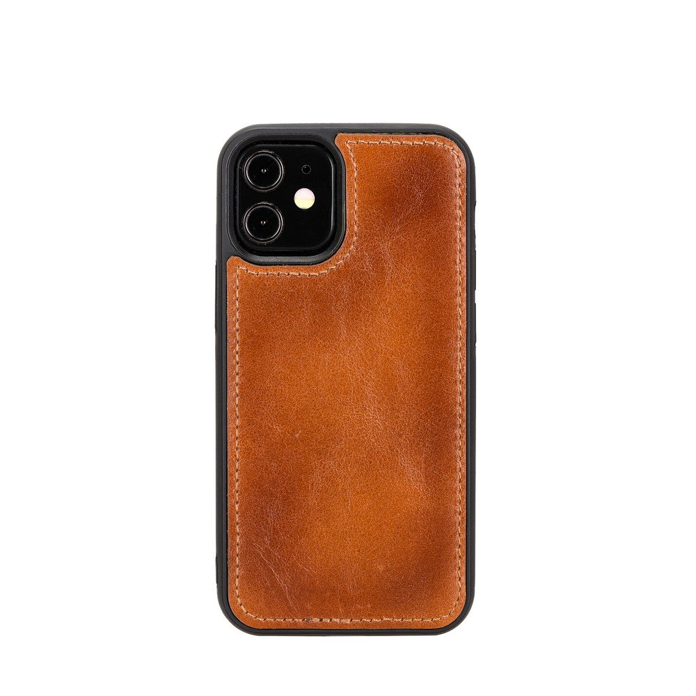 Apple iPhone 12 mini Uyumlu Deri Cüzdanlı Kılıf RST2EF Taba