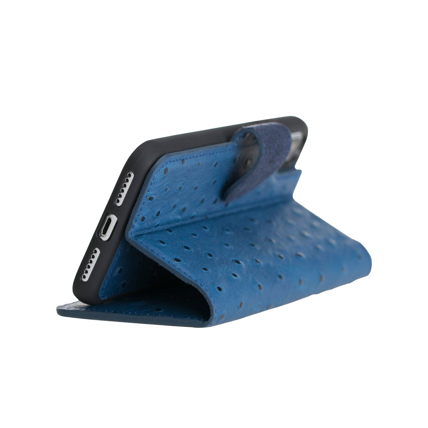 Apple iPhone X-XS Compatible Leather Wallet Case DE8 Blue
