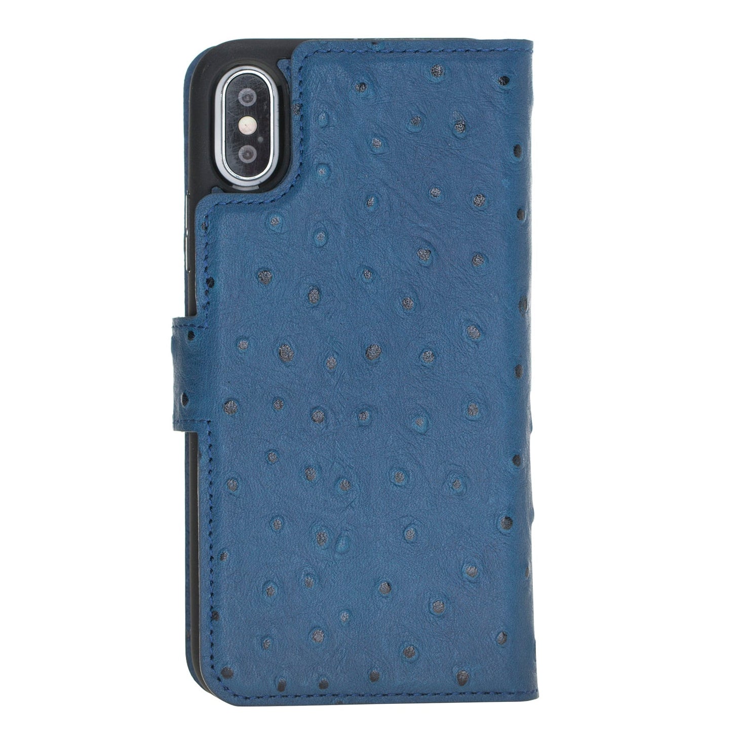 Apple iPhone X-XS Compatible Leather Wallet Case DE8 Blue
